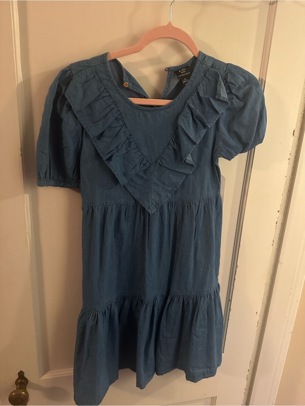 Tea Collection Denim-Blue Ruffle Tiered Girls Dress
